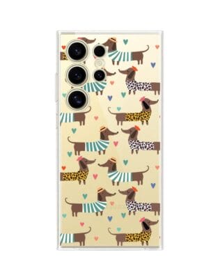 Etui do Samsung Galaxy S24 Ultra przeźroczyste, silikonowe Flexi, zakochane jamniki