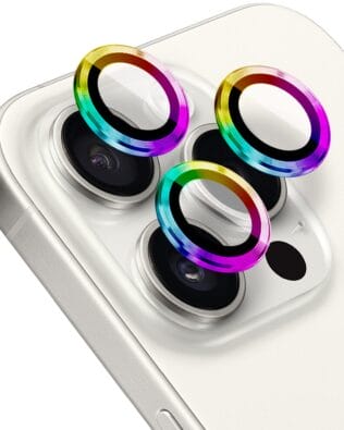 Metalowa osłona obiektywu aparatu ze szkła hartowanego 9H do iPhone 15 Pro Max, 1 zestaw, kameleon