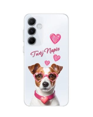 Etui do Samsung Galaxy A35 5G przeźroczyste, silikonowe Flexi, Puppy Love, pies rasy Jack Russell Terrier