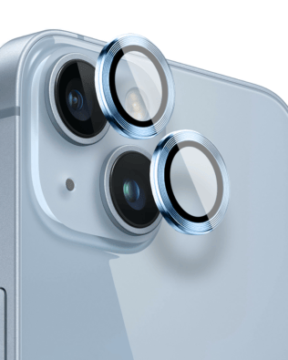 Metalowa osłona obiektywu aparatu ze szkła hartowanego 9H do iPhone 14, 1 zestaw, niebieska