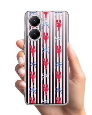 Etui do Xiaomi POCO X7 Pro przeźroczyste, silikonowe Flexi, krab i kokardki