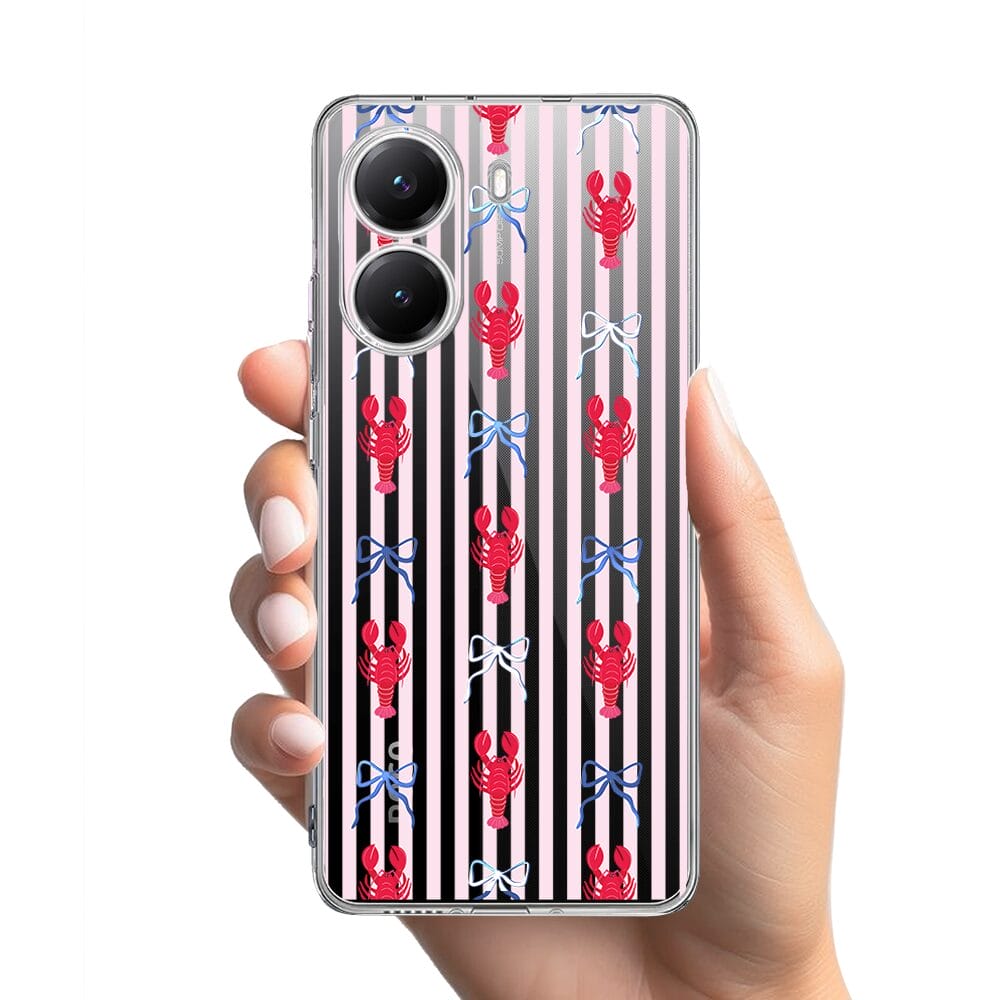 Etui do Xiaomi POCO X7 Pro przeźroczyste, silikonowe Flexi, krab i kokardki - obrazek 2