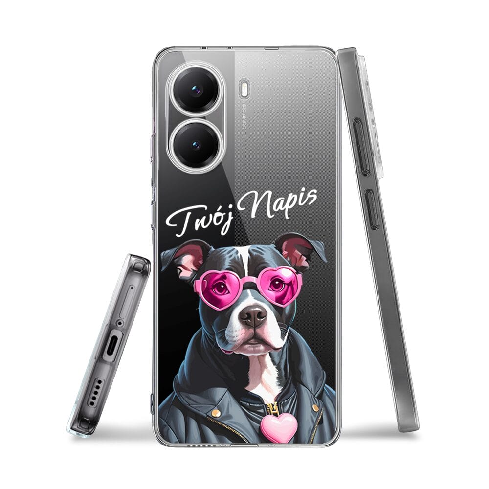 Etui do Xiaomi POCO X7 Pro przeźroczyste, silikonowe Flexi, Puppy Love, pies rasy Amstaff - obrazek 3