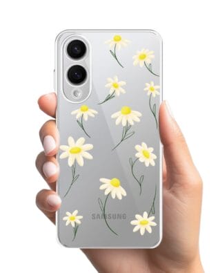 Etui do Samsung Galaxy S25 Edge przeźroczyste, silikonowe Flexi, stokrotki