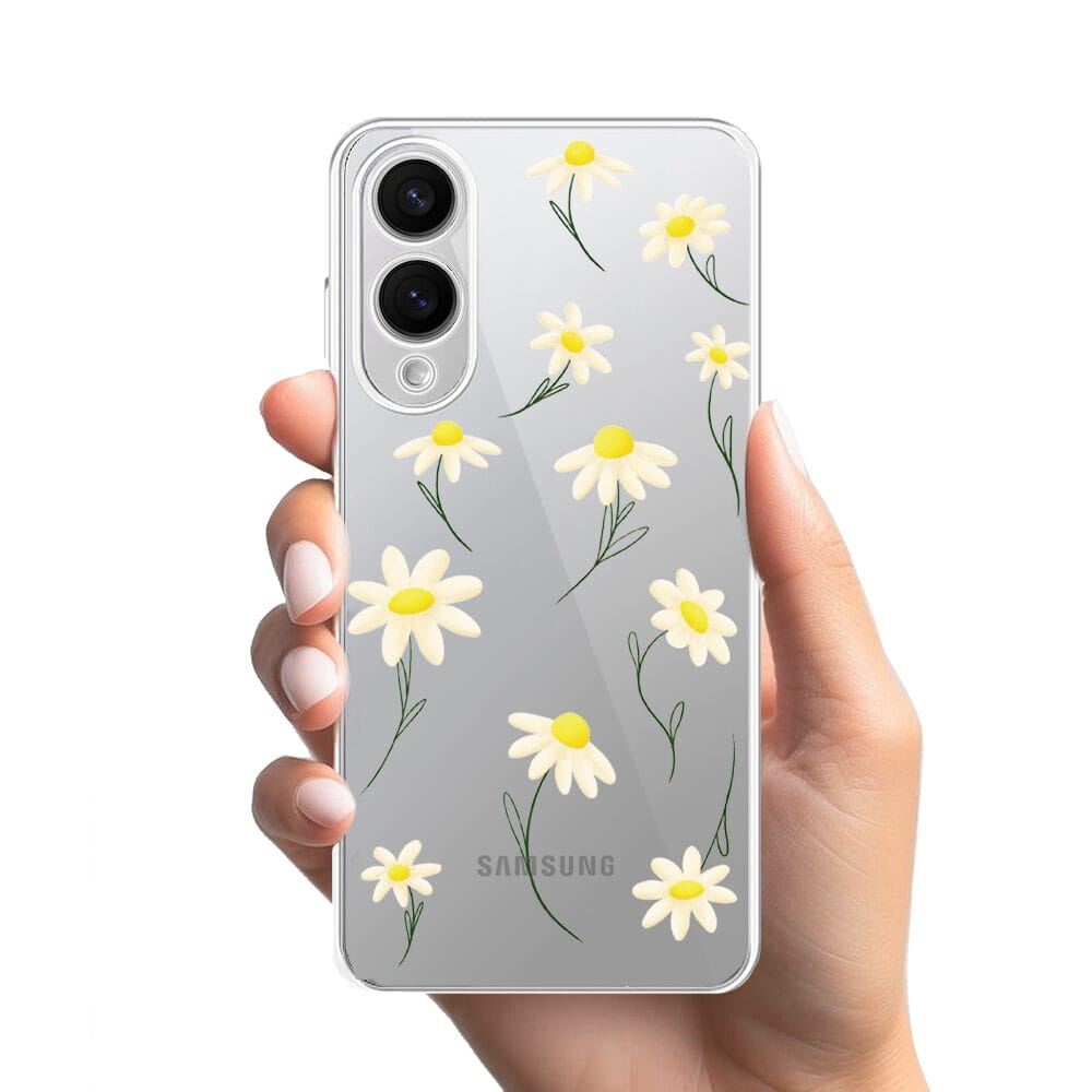 Etui do Samsung Galaxy S25 Edge przeźroczyste, silikonowe Flexi, stokrotki - obrazek 2