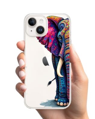 Etui do iPhone 13 przeźroczyste, silikonowe Flexi, Dzika Mandala, Słoń