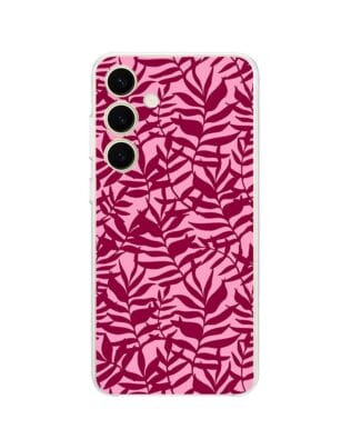 Etui do Samsung Galaxy S24 Plus przeźroczyste, silikonowe Flexi, bordowe liście