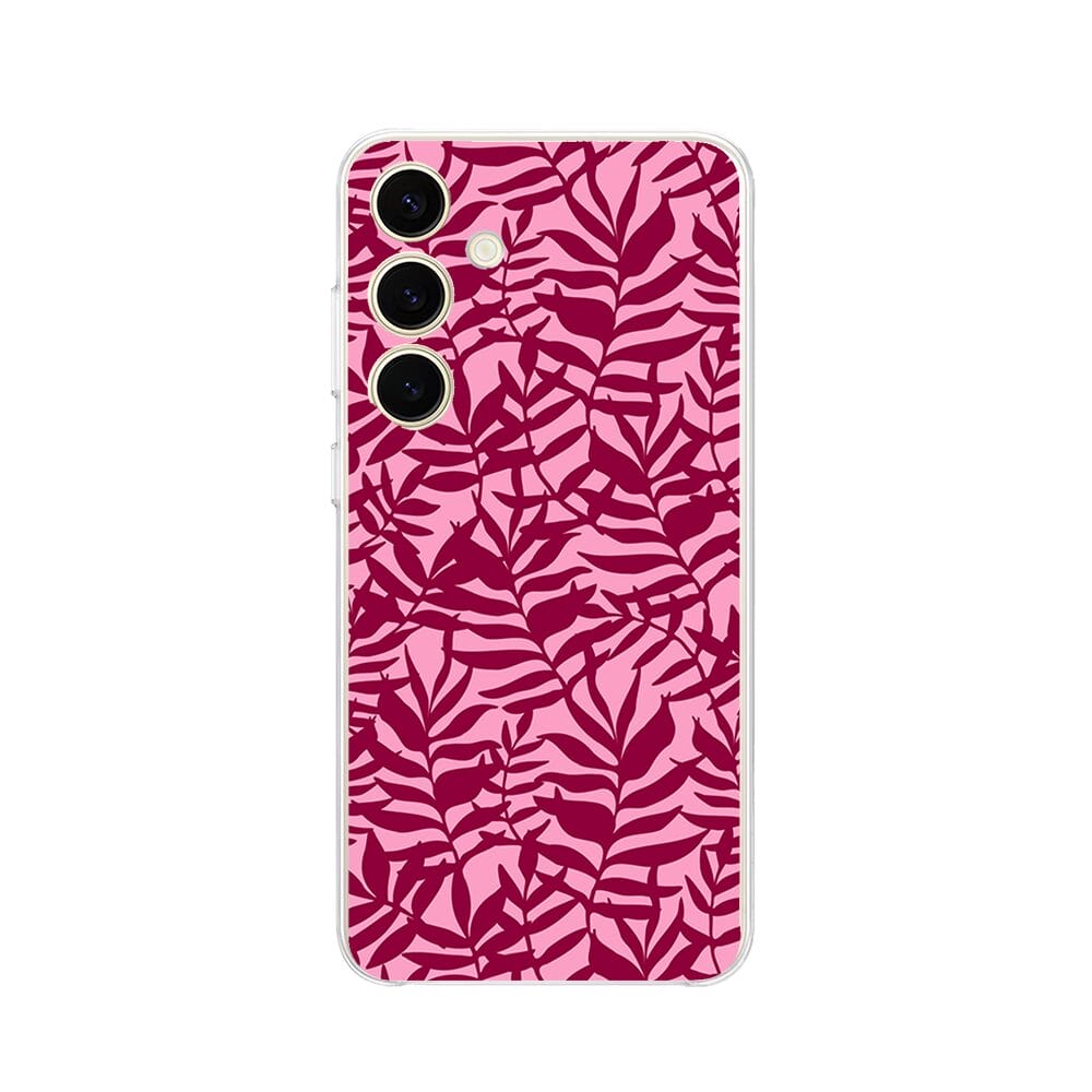 Etui do Samsung Galaxy S24 Plus przeźroczyste, silikonowe Flexi, bordowe liście