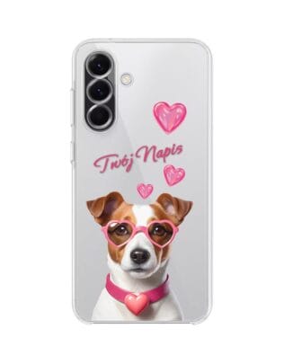 Etui do Samsung Galaxy A56 5G przeźroczyste, silikonowe Flexi, Puppy Love, pies rasy Jack Russell Terrier
