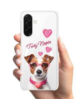 Etui do Samsung Galaxy A26 5G z MagSafe przeźroczyste, silikonowe Flexi, Puppy Love, pies rasy Jack Russell Terrier