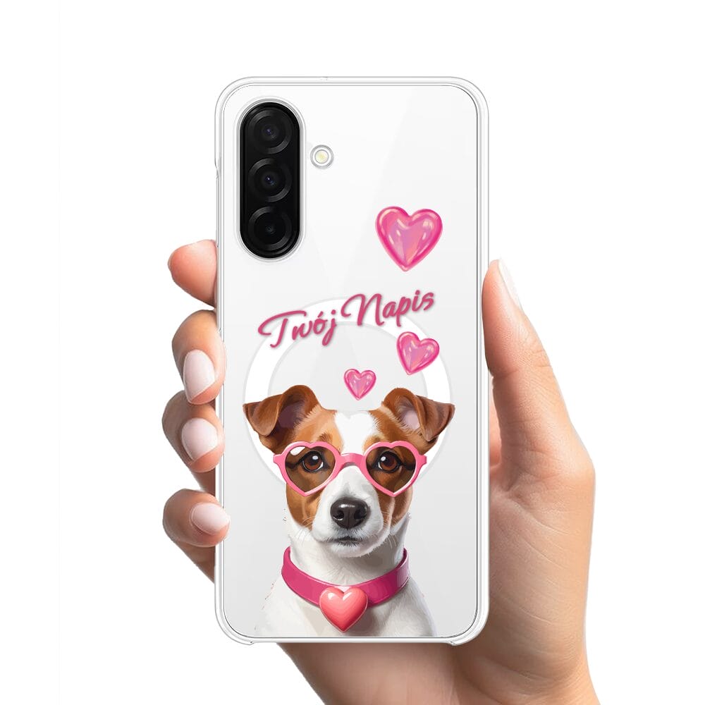 Etui do Samsung Galaxy A26 5G z MagSafe przeźroczyste, silikonowe Flexi, Puppy Love, pies rasy Jack Russell Terrier - obrazek 2
