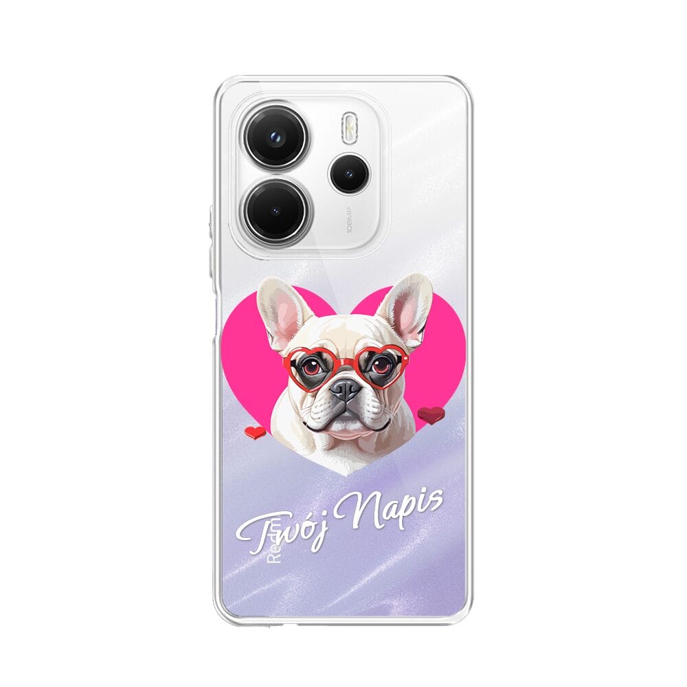Etui do Xiaomi Redmi Note 14 5G przeźroczyste, silikonowe Flexi, Puppy Love, pies rasy Buldog Francuski