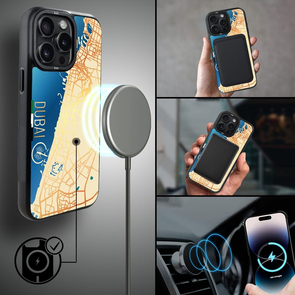 Etui do iPhone 14 Pro IBIZU DropGuard Matt z MagSafe, Mapy Świata, Dubai - obrazek 8