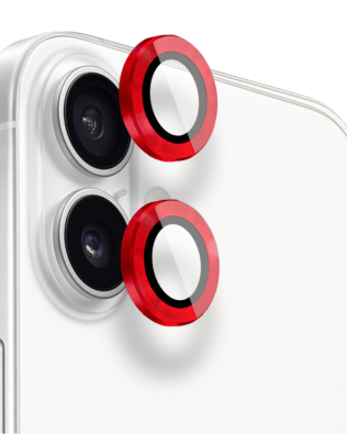 Metalowa osłona obiektywu aparatu ze szkła hartowanego 9H do iPhone 16, 1 zestaw, czerwona