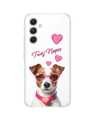 Etui do Samsung Galaxy A54 5G przeźroczyste, silikonowe Flexi, Puppy Love, pies rasy Jack Russell Terrier