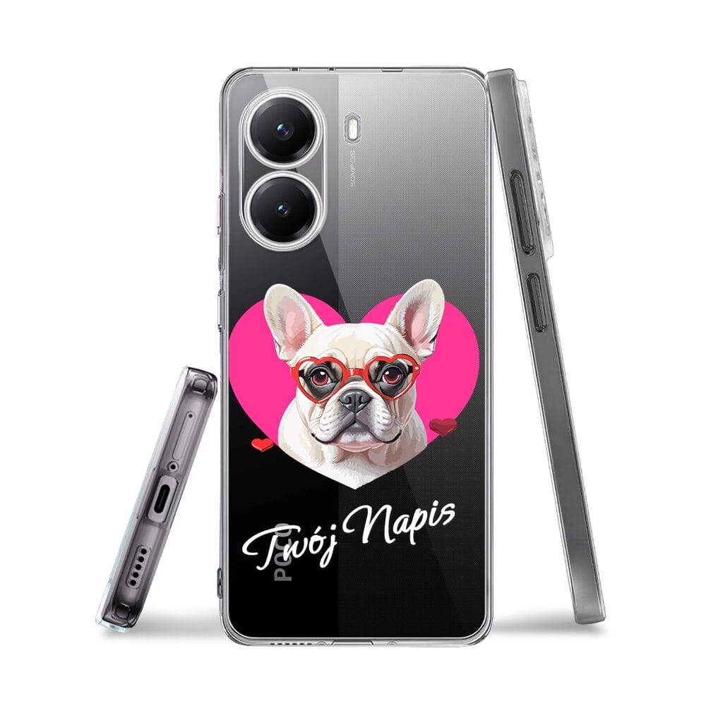 Etui do Xiaomi POCO X7 Pro przeźroczyste, silikonowe Flexi, Puppy Love, pies rasy Buldog Francuski - obrazek 3
