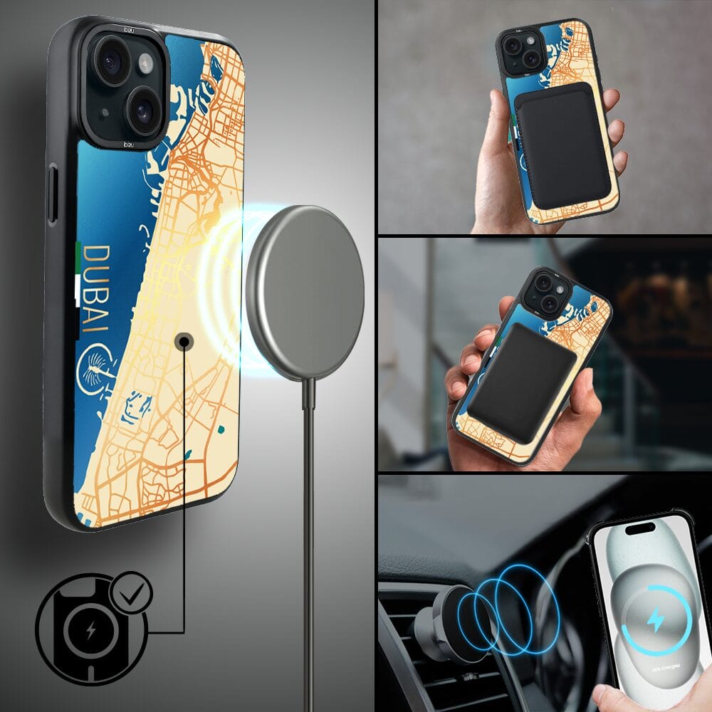 Etui do iPhone 15 IBIZU DropGuard Matt z MagSafe, Mapy Świata, Dubai - obrazek 8