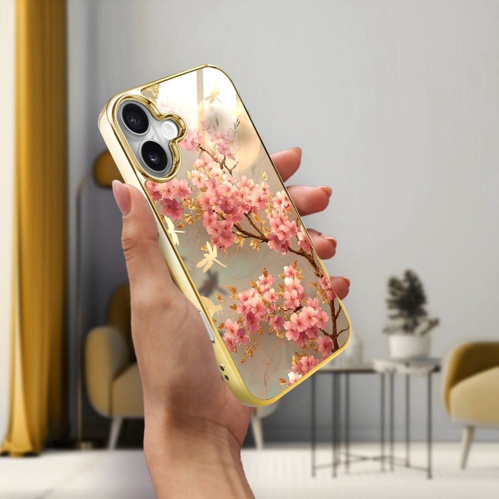 Etui do iPhone 16 IBIZU Elite Glass z MagSafe Magia Azji, Taniec sakury, złote - obrazek 5