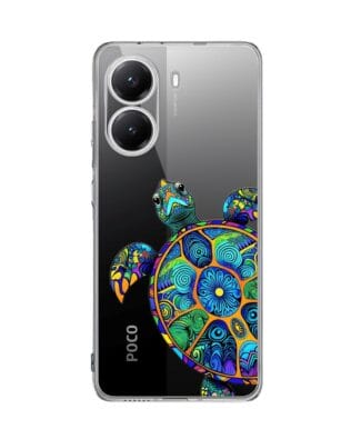 Etui do Xiaomi POCO X7 Pro przeźroczyste, silikonowe Flexi, Dzika Mandala, Żółw