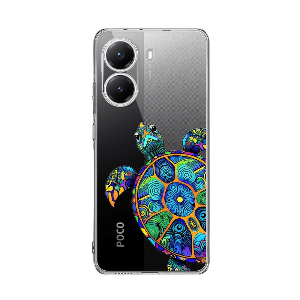 Etui do Xiaomi POCO X7 Pro przeźroczyste, silikonowe Flexi, Dzika Mandala, Żółw