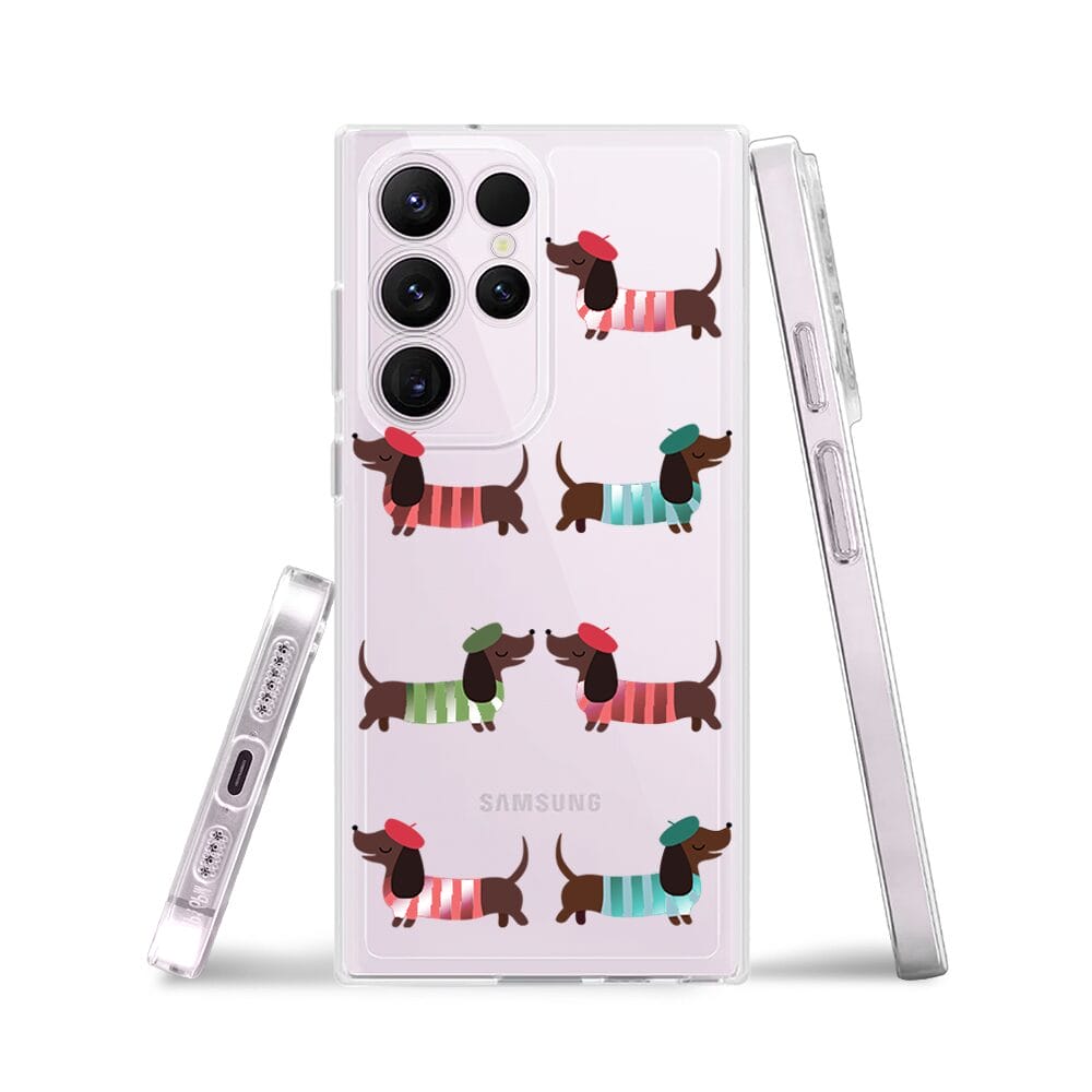 Etui do Samsung Galaxy S23 Ultra przeźroczyste, silikonowe Flexi, jamnik w Paryżu - obrazek 3