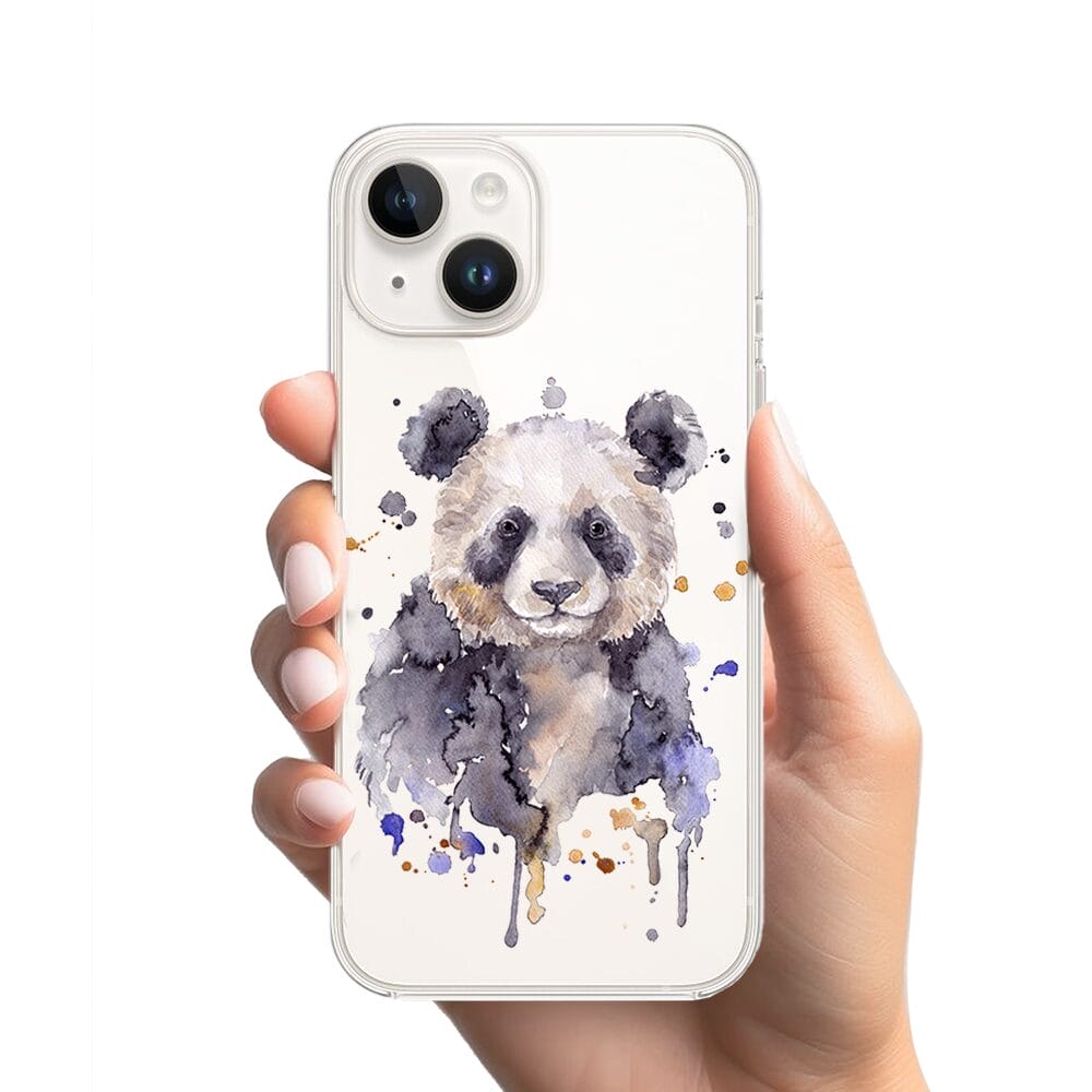 Etui do iPhone 14 Plus przeźroczyste, silikonowe Flexi, Akwarelowe Zoo, Panda - obrazek 2