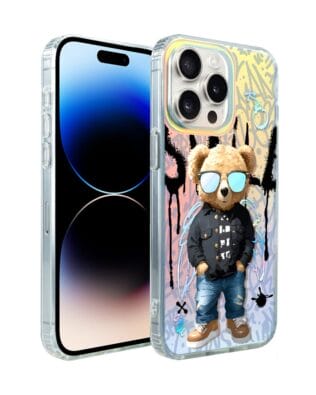 Etui do iPhone 14 Pro Max IBIZU California Sunset, zmieniające kolor, Graffiti Boy, artystyczny miś