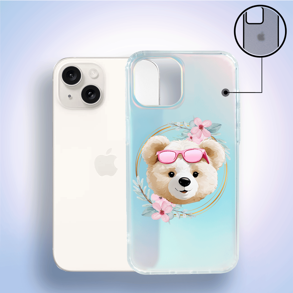 Etui do iPhone 14 IBIZU California Sunset, zmieniające kolor, Flower Queen, miś z kwiatami - obrazek 2