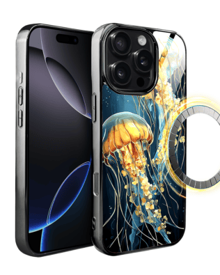 Etui do iPhone 16 Pro IBIZU Elite Glass z MagSafe Morze, Meduzy w głębinach, czarne