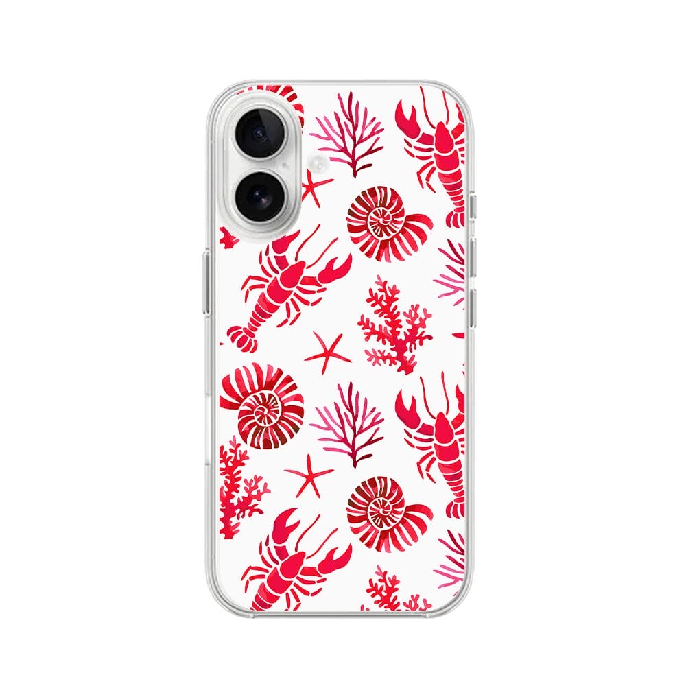 Etui do iPhone 16 przeźroczyste, silikonowe Flexi, krab, muszle