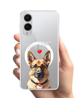 Etui do Samsung Galaxy S25 Edge z MagSafe przeźroczyste, silikonowe Flexi, Puppy Love, pies rasy Owczarek Niemiecki