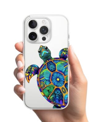 Etui do iPhone 16 Pro przeźroczyste, silikonowe Flexi, Dzika Mandala, Żółw