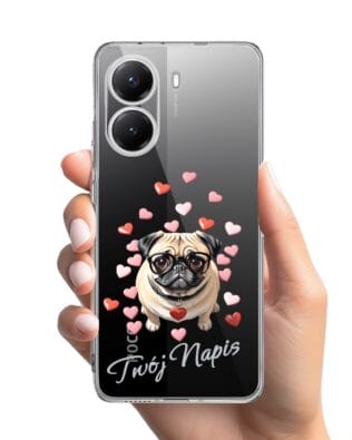 Etui do Xiaomi POCO X7 Pro przeźroczyste, silikonowe Flexi, Puppy Love, pies rasy Mops