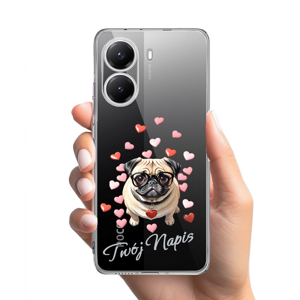 Etui do Xiaomi POCO X7 Pro przeźroczyste, silikonowe Flexi, Puppy Love, pies rasy Mops - obrazek 2
