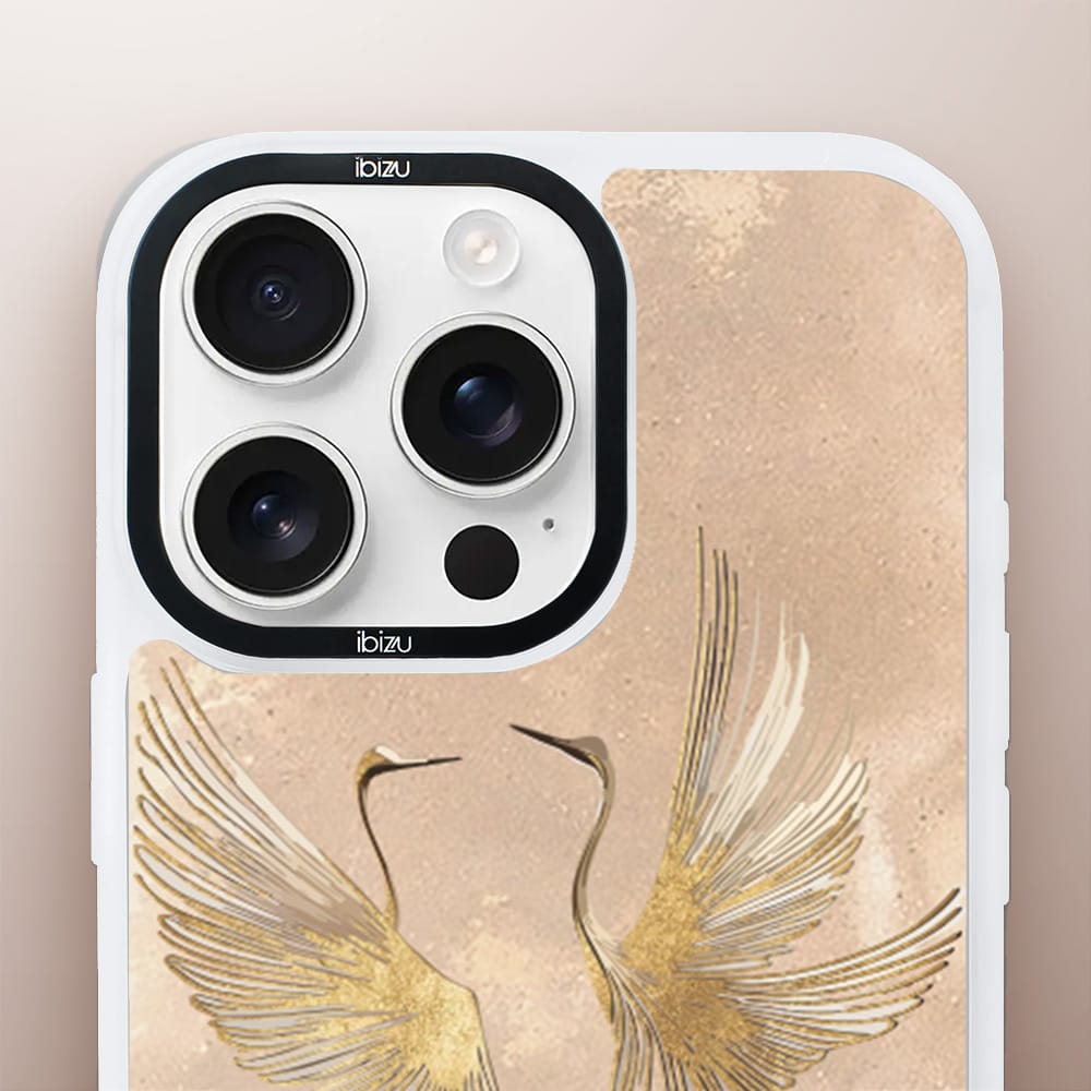 Etui do iPhone 16 Pro IBIZU DropGuard Matt z MagSafe, Boho, Złote żurawie - obrazek 5