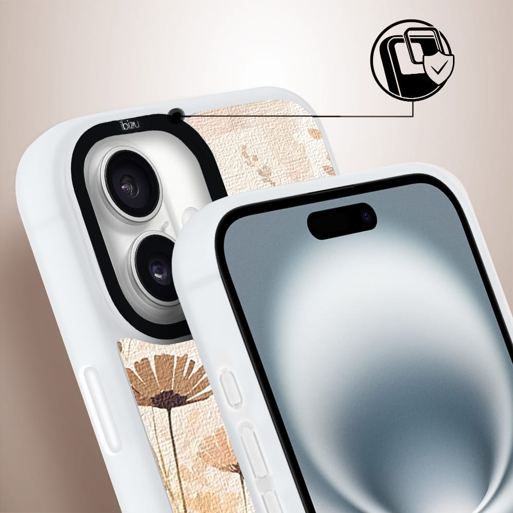 Etui do iPhone 16 IBIZU DropGuard Matt z MagSafe, Boho, Kwiatowa łąka - obrazek 3