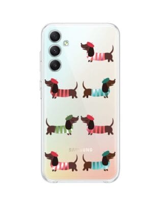 Etui do Samsung Galaxy A34 5G przeźroczyste, silikonowe Flexi, jamnik w Paryżu