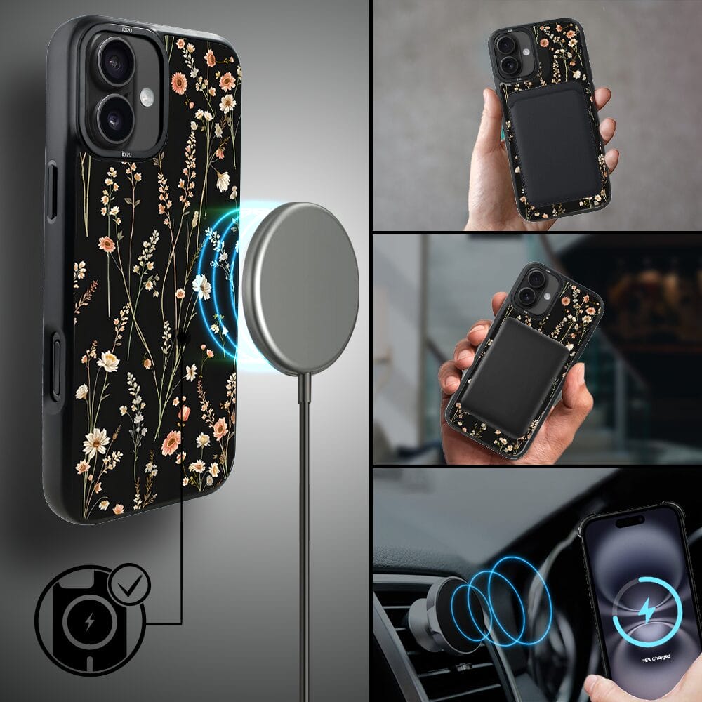 Etui do iPhone 16 IBIZU DropGuard Matt z MagSafe, Pastel Bloom, Północny ogród - obrazek 8