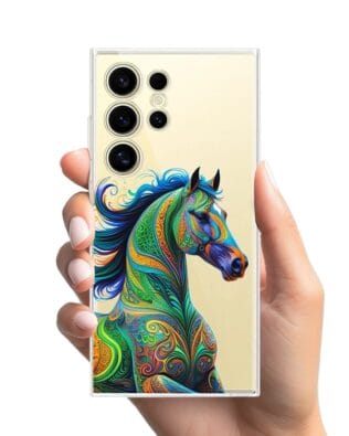 Etui do Samsung Galaxy S24 Ultra przeźroczyste, silikonowe Flexi, Dzika Mandala, Koń