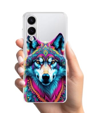 Etui do Samsung Galaxy S25 Edge przeźroczyste, silikonowe Flexi, Dzika Mandala, Wilk