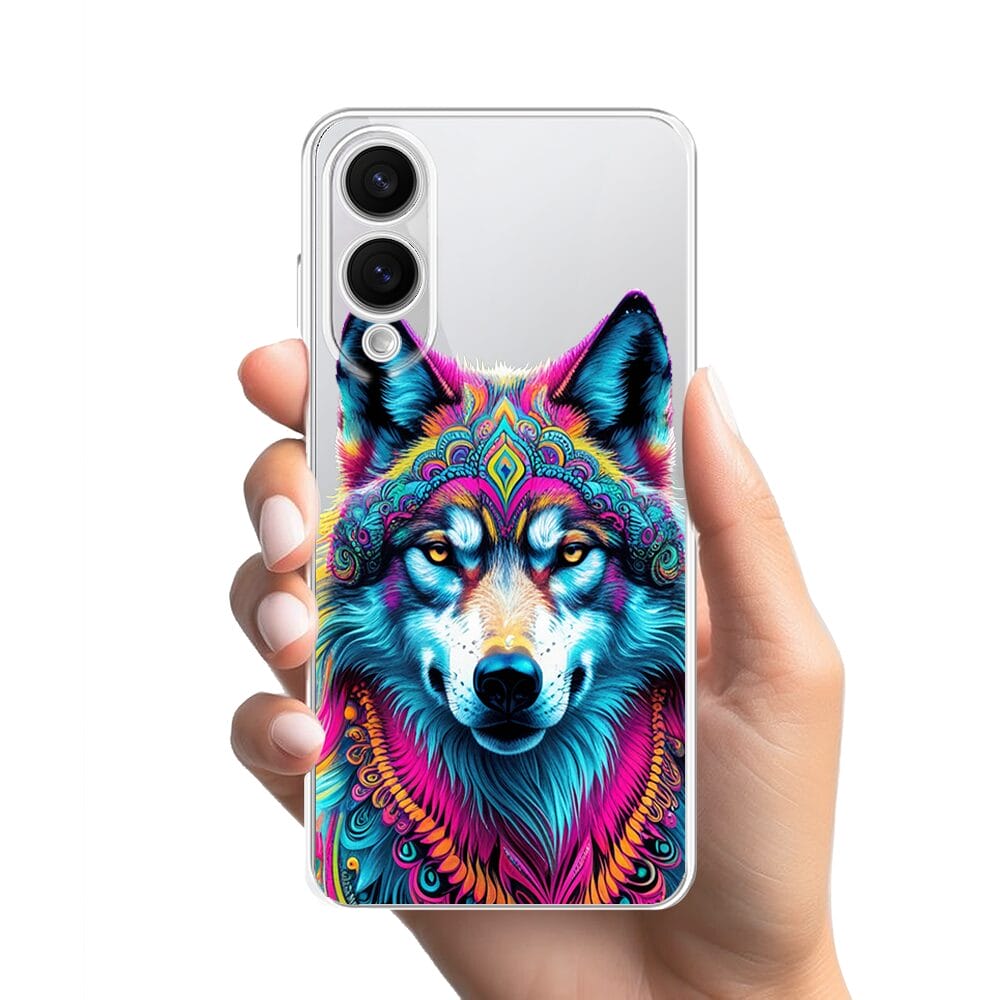 Etui do Samsung Galaxy S25 Edge przeźroczyste, silikonowe Flexi, Dzika Mandala, Wilk - obrazek 2
