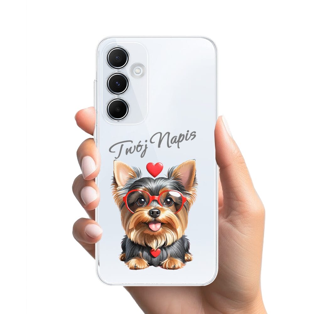 Etui do Samsung Galaxy A55 5G przeźroczyste, silikonowe Flexi, Puppy Love, pies rasy York - obrazek 2