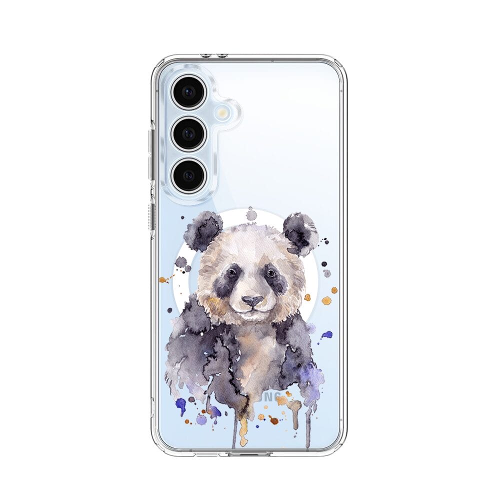 Etui do Samsung Galaxy S24 FE z MagSafe przeźroczyste, silikonowe Flexi, Akwarelowe Zoo, Panda