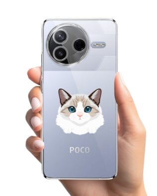 Etui do Xiaomi POCO F7 Pro przeźroczyste, silikonowe Flexi, kot birmański