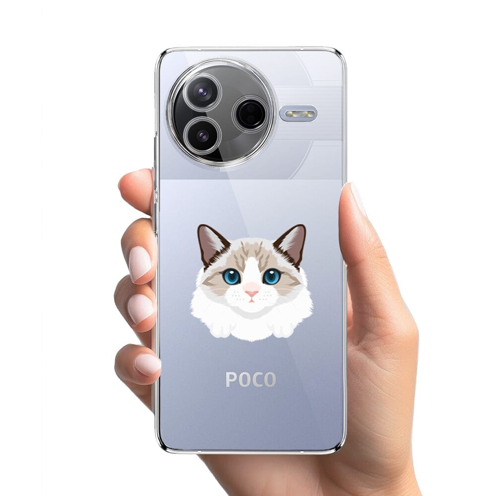 Etui do Xiaomi POCO F7 Pro przeźroczyste, silikonowe Flexi, kot birmański - obrazek 2