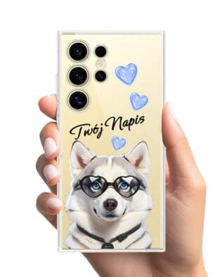 Etui do Samsung Galaxy S24 Ultra przeźroczyste, silikonowe Flexi, Puppy Love, pies rasy Husky