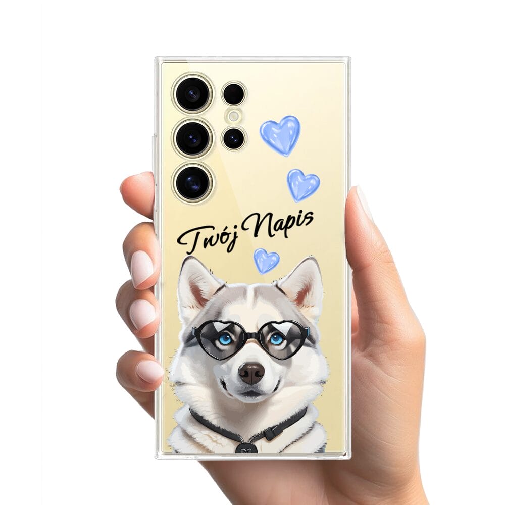 Etui do Samsung Galaxy S24 Ultra przeźroczyste, silikonowe Flexi, Puppy Love, pies rasy Husky - obrazek 2
