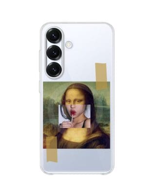 Etui do Samsung Galaxy S25 Plus z MagSafe przeźroczyste, silikonowe Flexi, Mona Lisa z lizakiem