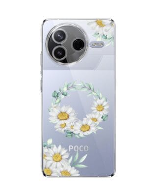Etui do Xiaomi POCO F7 Pro przeźroczyste, silikonowe Flexi, wianek stokrotek