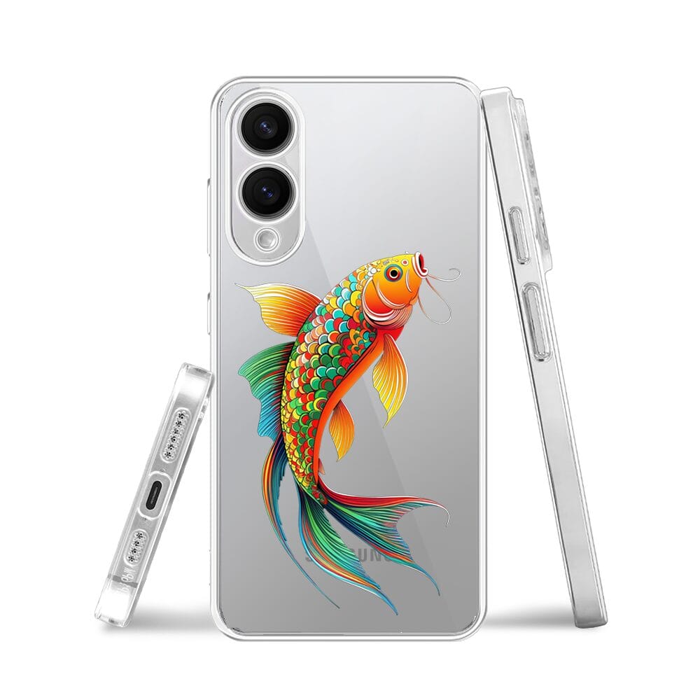 Etui do Samsung Galaxy S25 Edge przeźroczyste, silikonowe Flexi, Dzika Mandala, Złota ryba - obrazek 3